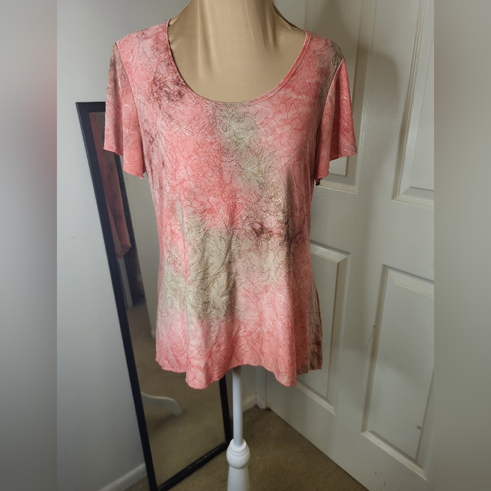 Shannon Ford New York - Peach and Cream Textured Top, Size L